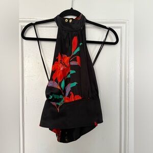 Diane Von Furstenberg Black and Red Halter Top